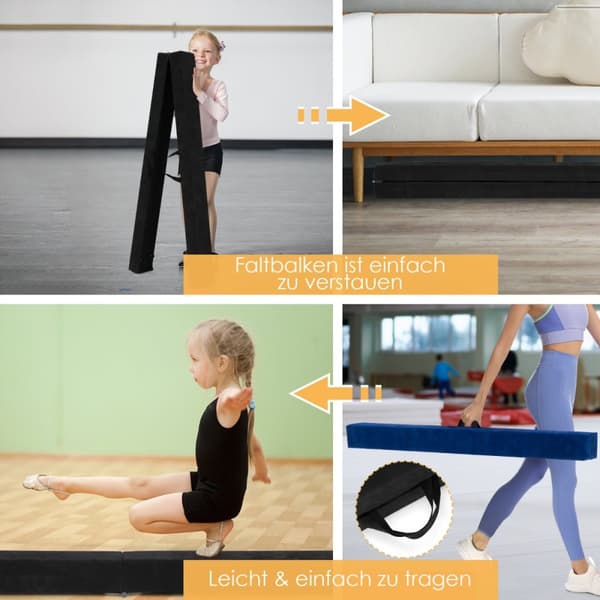 Balance Beam, 210x10x8 cm, Sort