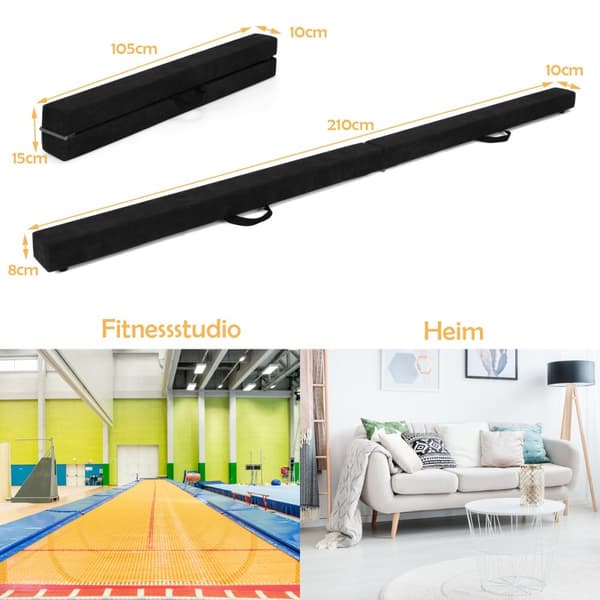 Balance Beam, 210x10x8 cm, Sort