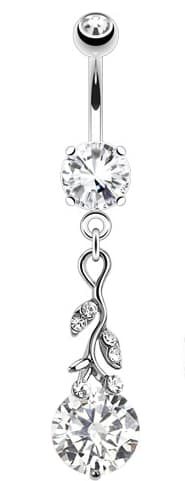 Navle piercing diamant lille blad
