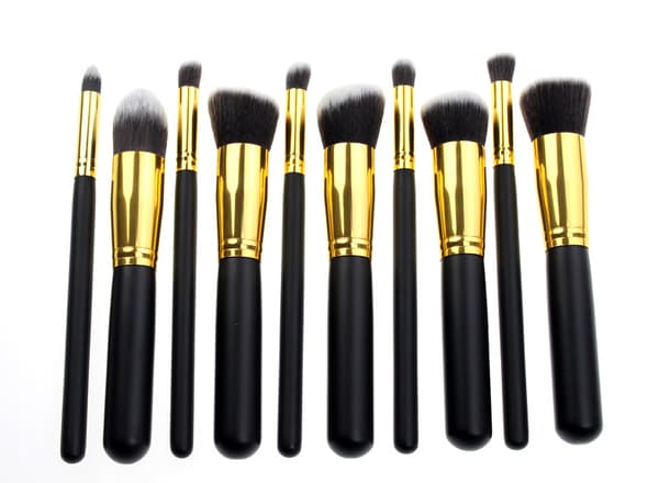 10 st. Svart / Guld Make-up / sminkborstar av bästa kvalité