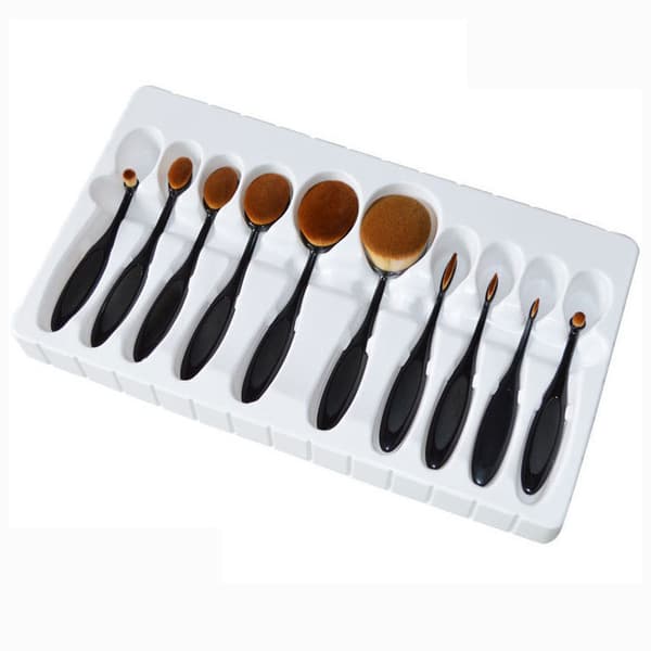 Oval makeup brushes 10 pcs. black
