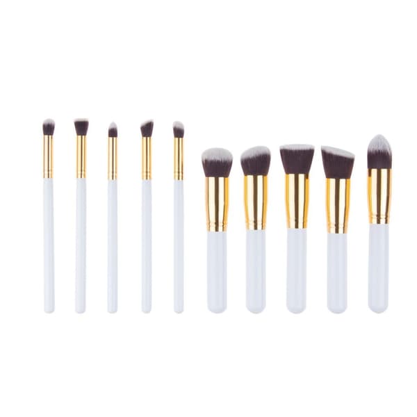 10 pcs. White / Gold makeup brushes of good quality