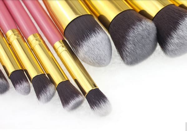 10 st. Rosa / Guld Make-up / sminkborstar av bästa kvalité