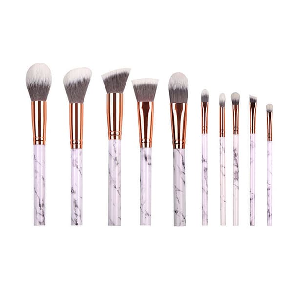 Marble Handle 10 pcs. makeup brushes