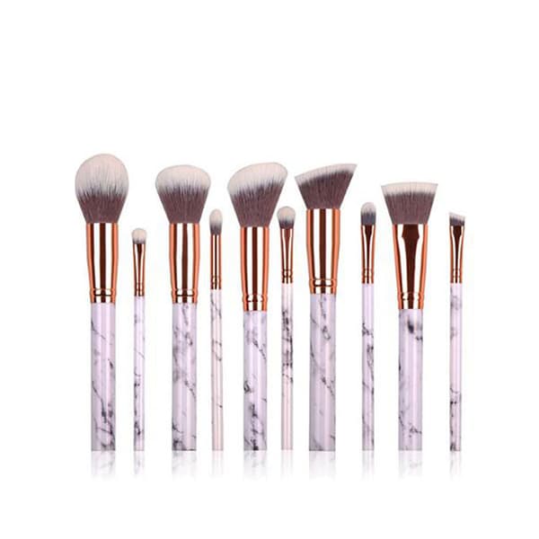 Marble Handle 10 pcs. makeup brushes