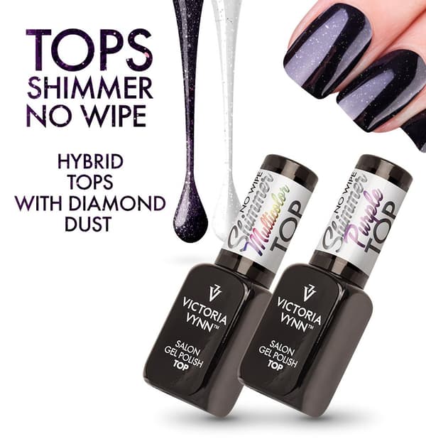Top coat - Shimmer Purple No Wipe - 8 ml - Victoria Vynn