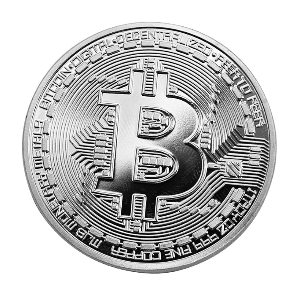 Silverfärgad Bitcoin lyckopeng