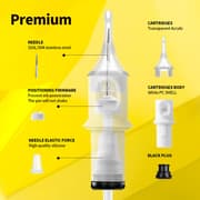 Tatueringsnålar Cartridge mjuk Membran, 20 st/box Quelle, Stl 1207M1