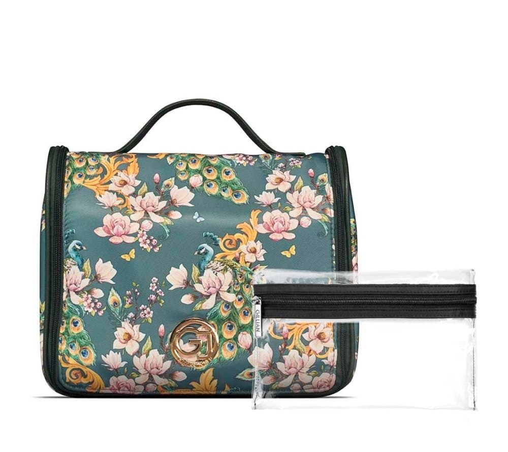 Gillian Jones - Organizer Cosmetic bag w. hangup function - Green flowerprint
