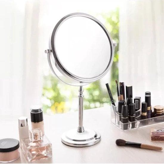 Make Up Mirror - 7x Förstoring - dubbelsidig - 360 grader roterbar - Stående på bordet och skåpet - kosmetiska speglar - silver