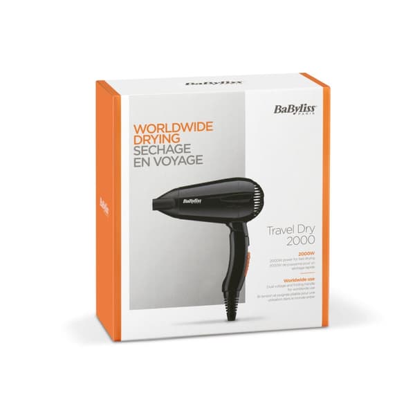 Matkakuivain Resa Hårtork 5344E Babyliss Travel Dry 2000 1 Delar - Kompakti matkakuivain, 2000 wattia.