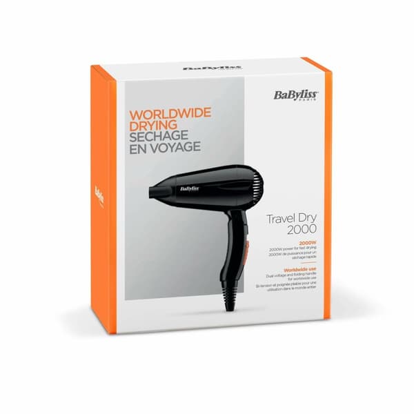 Matkakuivain Resa Hårtork 5344E Babyliss Travel Dry 2000 1 Delar - Kompakti matkakuivain, 2000 wattia.