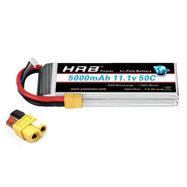 Lipo-akku, suuri kapasiteetti, useita vaihtoehtoja, 2S 5000mAh XT60