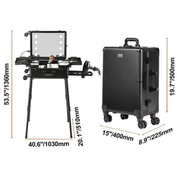 Makeup Train Case, Aluminiumkonstruktion, Rulle Design, Type A