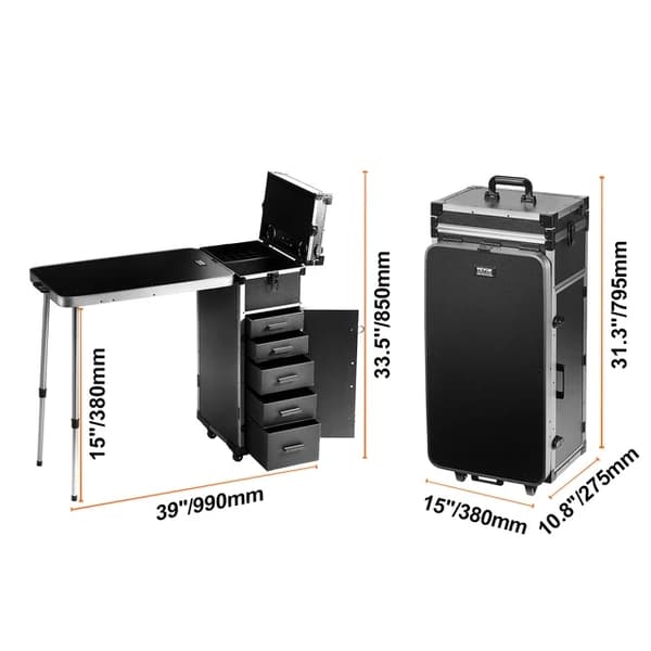 Makeup Train Case, Aluminiumkonstruktion, Rulle Design, Type A