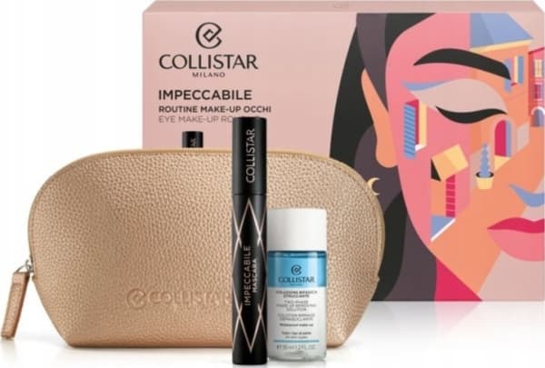 COLLISTAR SET (MASCARA IMPECCABLE ULTRA BLACK MASCARA + BI-PHASE MAKE-UP REMOVER SOLUTION 35 ML + POUCH)