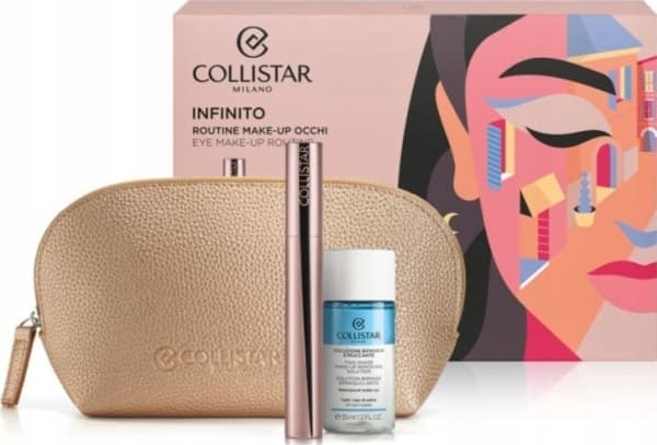 COLLISTAR SET (MASCARA INFINITO EXTRA BLACK MASCARA + BI-PHASE MAKE-UP REMOVER SOLUTION 35 ML + POUCH)