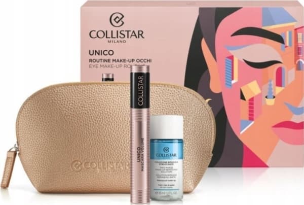 COLLISTAR SET (MASCARA UNICO INTENSE BLACK VOLUME MASCARA + BI-PHASE MAKE-UP REMOVER SOLUTION 35 ML + POUCH)