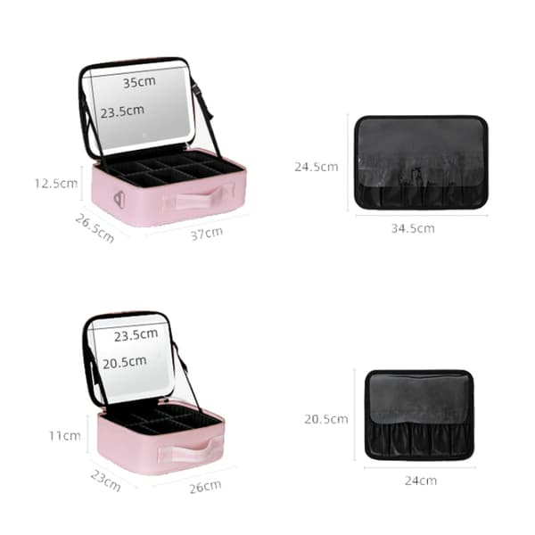 Meikkilaukku Led Peilillä Small Pink