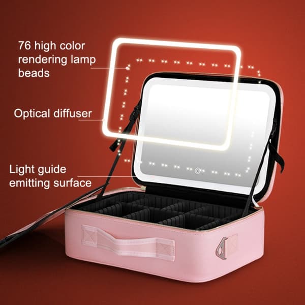 Meikkilaukku Led Peilillä Small Pink