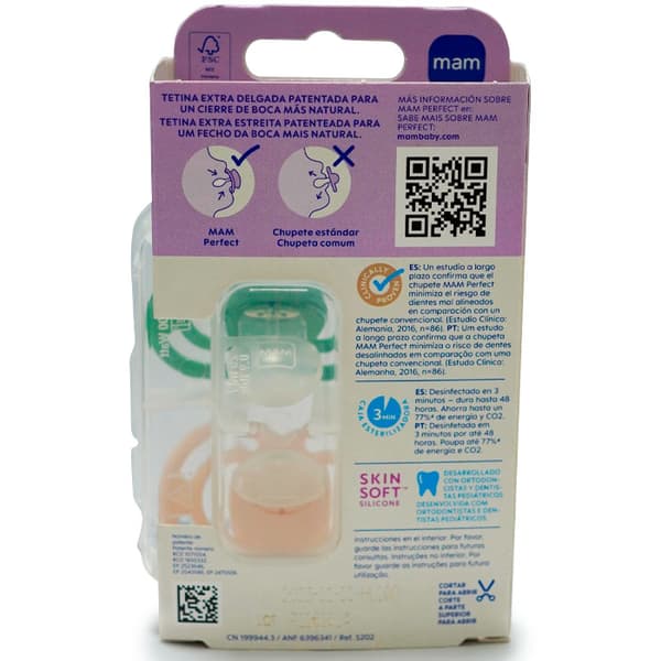 Mam Perfect Symmetrical Silicone Pacifier +16 Months Matt N Double Pack