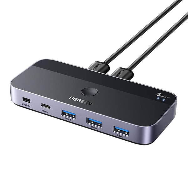 Ugreen CM662 USB 3.0 Växel 2-ingång 4-utgång med 2x USB-A kablar - Svart