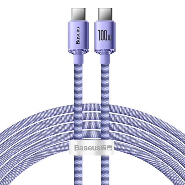Baseus 100W USB-C til USB-C Kabel 2m, PD QC, 5A, 480Mb/s, Lilla