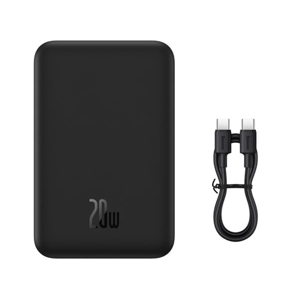Baseus Magneettinen Mini Powerbank 20000 mAh 20W - Musta + USB-C/USB-C Kaapeli musta