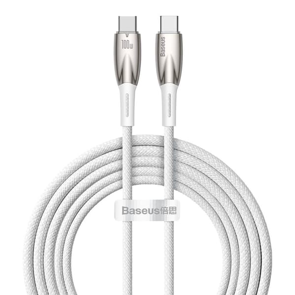 Baseus CADH000802 USB-C til USB-C Kabel PD 100W, 5A, 480Mb/s, 2m - Hvid