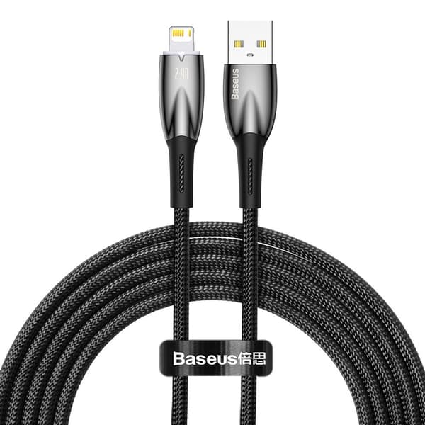 Baseus Glimmer USB-A till Lightning Kabel 480Mb/s 2.4A 2m Svart