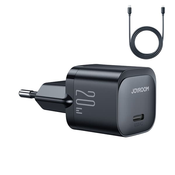 Joyroom JR-TCF02 20W USB C Mini Oplader med USB C til Lightning Kabel - Sort
