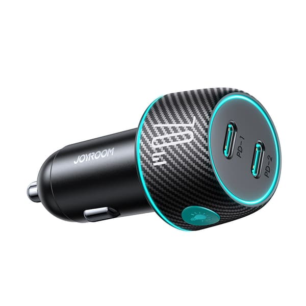 Joyroom JR-CCN02 Sort Billader / 2x USB C 70W / LED-belyst
