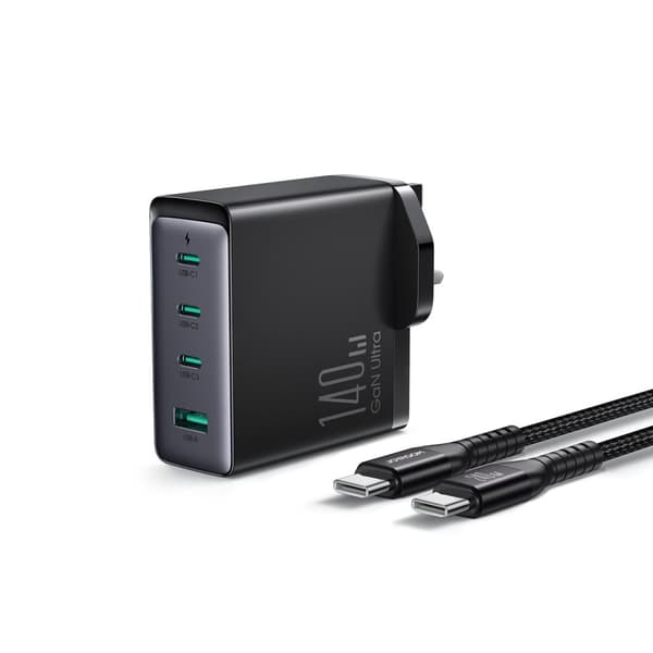 Joyroom JR-TCG05UK 140W GaN Oplader, 3x USB-C, USB-A, inkl. 1.2m 240W USB-C Kabel