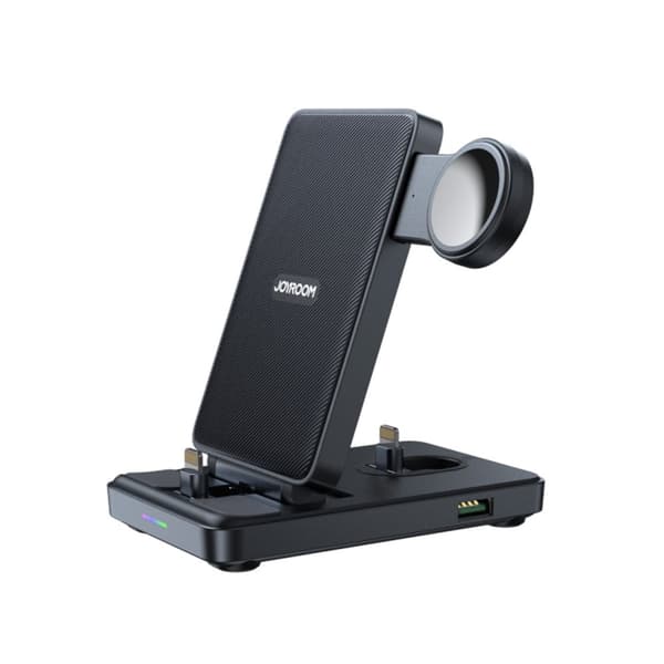 Joyroom JR-WQS02 Taitettava 4-in-1 Musta Latausasema iPhoneille, AirPodsille ja Apple Watchille