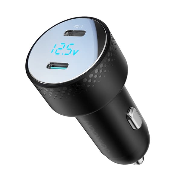 Joyroom JR-CCD02 Sort Biloplader 2x USB C 70W med LED Skærm