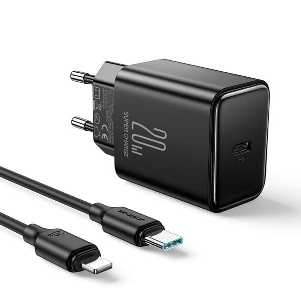 Joyroom JR-TCF06 USB-C 20W PD Oplader med USB-C til Lightning Kabel - Sort