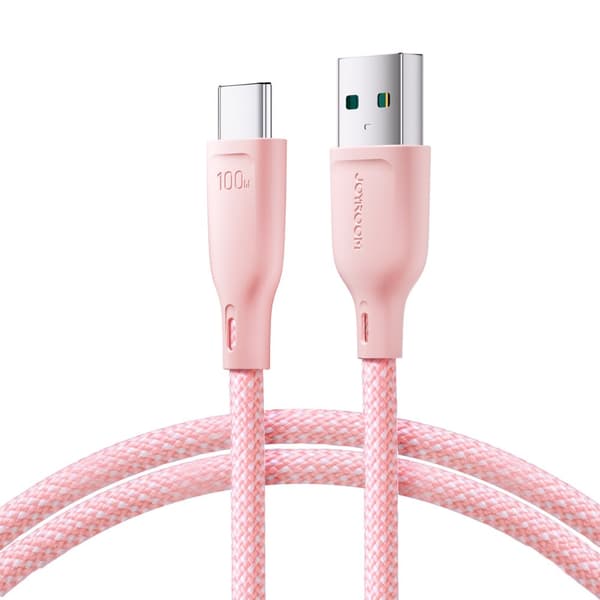 Joyroom Multi-Color Serien S-A34 USB-A / USB-C 100W 1m Kabel - Rosa