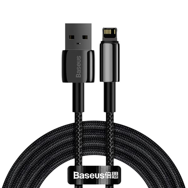 Baseus Tungsten USB till Lightning Kabel 2,4A, 2m - Svart (CALWJ-A01)