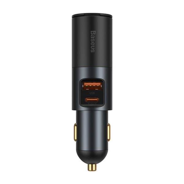 Baseus Fælles Oplader til Bil USB/USB Type C/Cigarettænder 120W Hurtig Opladning Strømlevering Grå (CCBT-C0G) Grå