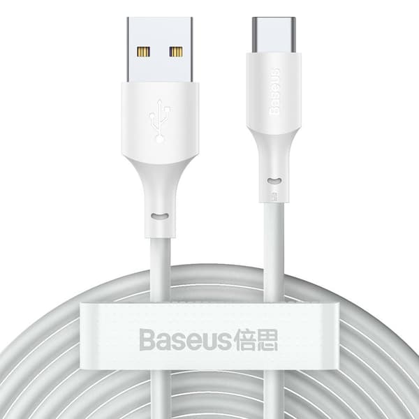 Baseus 2x USB til USB Type-C Kabel - Hurtig Opladning 40W 5A 1,5m Hvid (TZCATZJ-02)