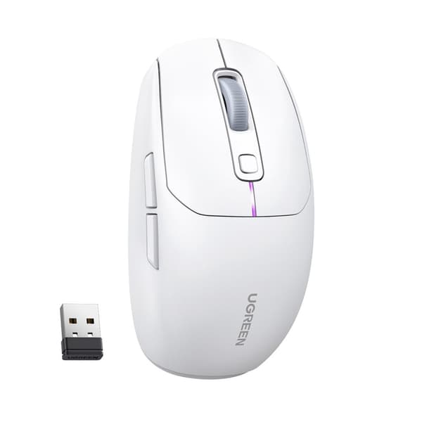 Ugreen MU103 Trådløs Bluetooth 5.0 & USB 2.4GHz Computer Mus - Hvid