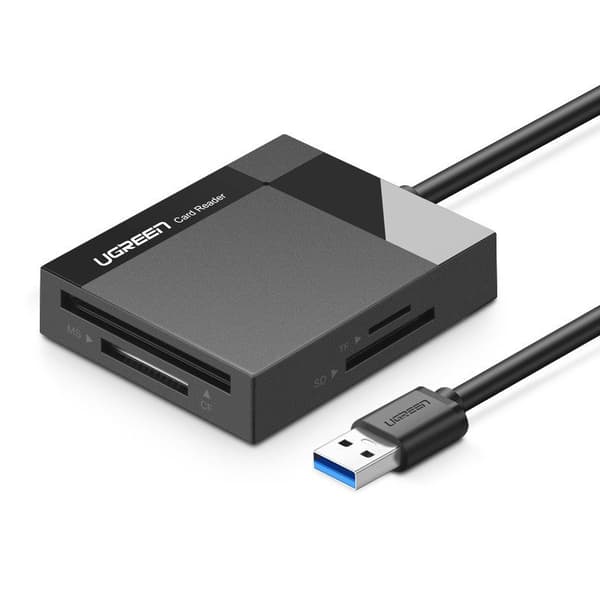 Ugreen CR125 30231 Kortlæser til SD/micro SD/CF/MS med 1m USB 3.0 kabel - Sort