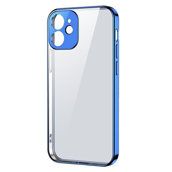 Joyroom Uusi Kauneus Sarja ohut läpinäkyvä suojakotelo metallikehyksellä iPhone 12 Pro Max tummansininen (JR-BP744)