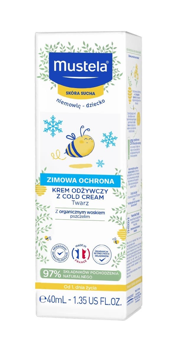 Mustela Näringskräm med Cold Cream 40 ml- Fuktbevarande Vård för Torr Hud