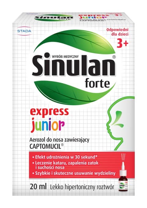 Sinulan Express Forte Junior Nässpray, 20ml/Sinulan Express Forte Junior Nässpray för nästäppa hos barn. Lättanvänd spray som hjälper vid förkylning o