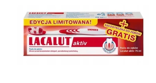 Fluoridrik tandkräm med aktiv Lacalut Activ-formel och tandborste - 75 ml