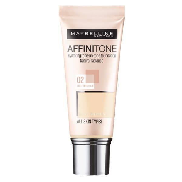 Maybelline Affinitone Fugtighedsgivende Foundation 02 Light Porcelain, 30 ml