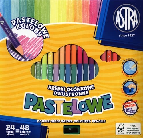 Pastellfärgade Dubbeländade Färgpennor, 48 Färger, 24 Stift