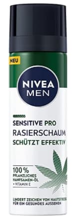 Mands barberingsskum Nivea Men, Sensitive, skånsom pleje, 200ml