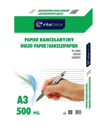 A3 Kontorpapir m. Linjer, 500 Ark
